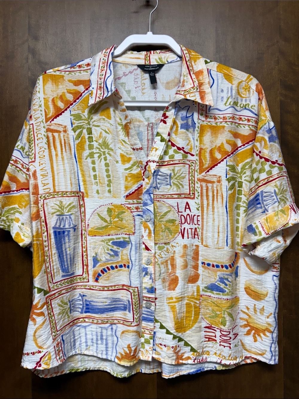 Unique Spectrum Multicolor Italia La Doice Lemon Print Button-Down Shirt